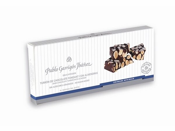 TURRÓN DE CHOCOLATE FONDANT CON ALMENDRAS SIN AZÚCARES AÑADIDOS DELICATESSEN 200 G