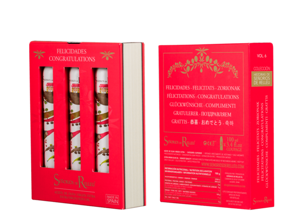 Aceite de Oliva Virgen Extra – Estuche Edición de Bolsillo “Felicidades” (x3 botellas 100 ml)
