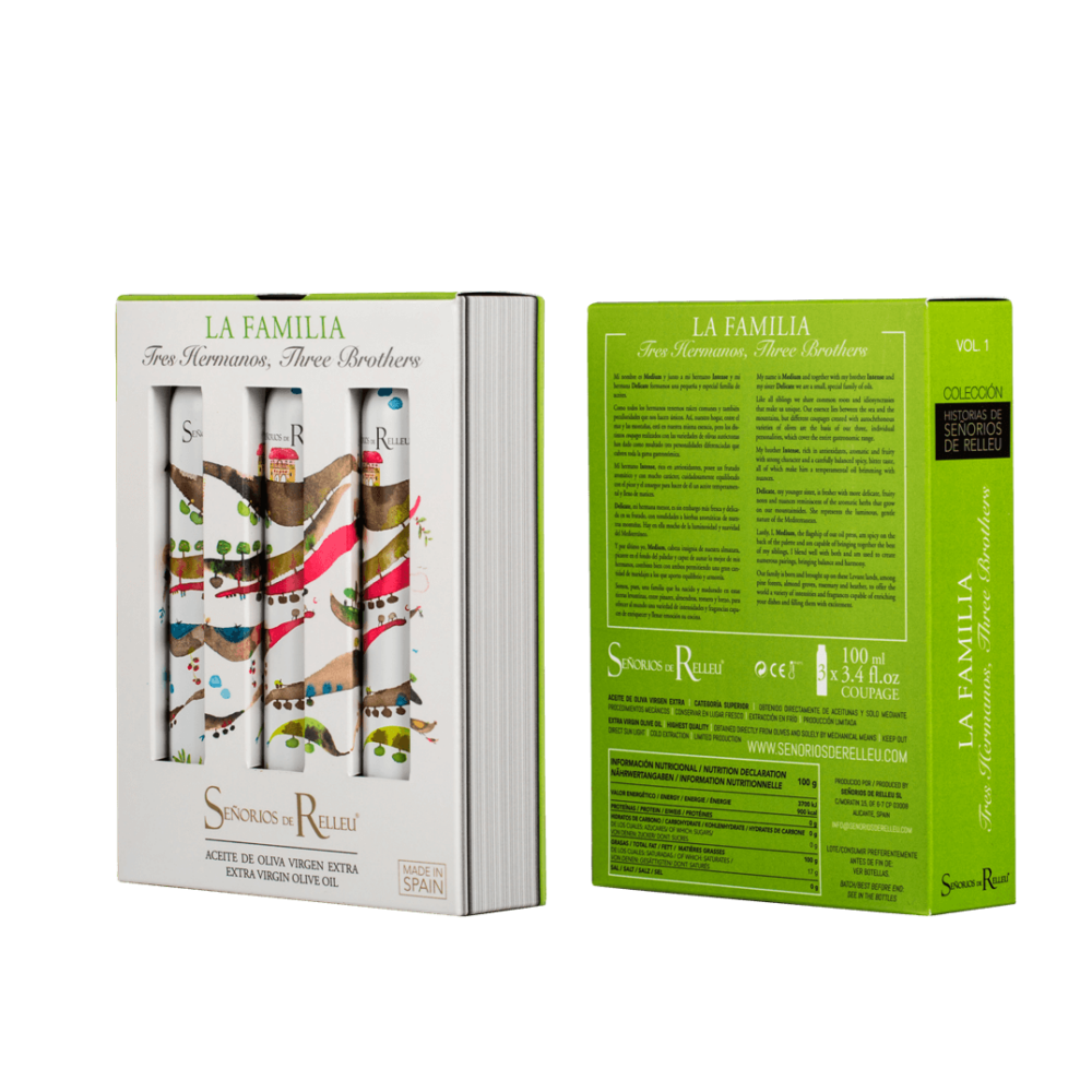 Aceite de Oliva Virgen Extra – Estuche Edición de Bolsillo “La Familia” (x3 botellas 100 ml)