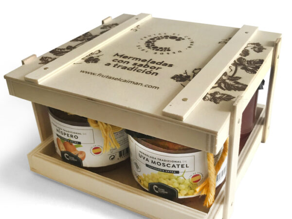 Caja Madera 4 Mermeladas Gourmet 150gr