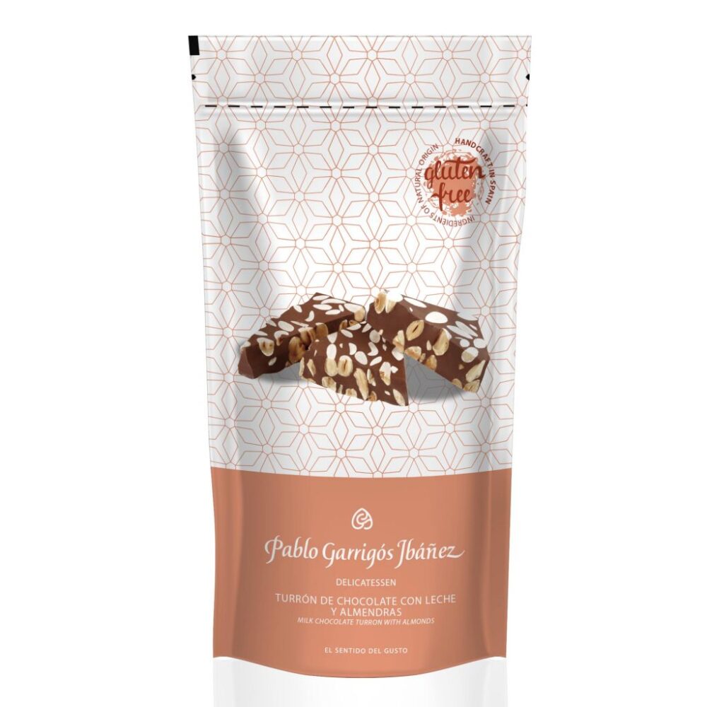 PORCIONES DE TURRÓN DE CHOCOLATE CON LECHE Y ALMENDRAS 100 GRS