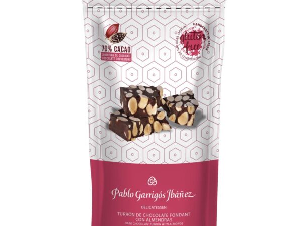 PORCIONES DE CHOCOLATE FONDANT CON ALMENDRAS 70% CACAO 100GR.