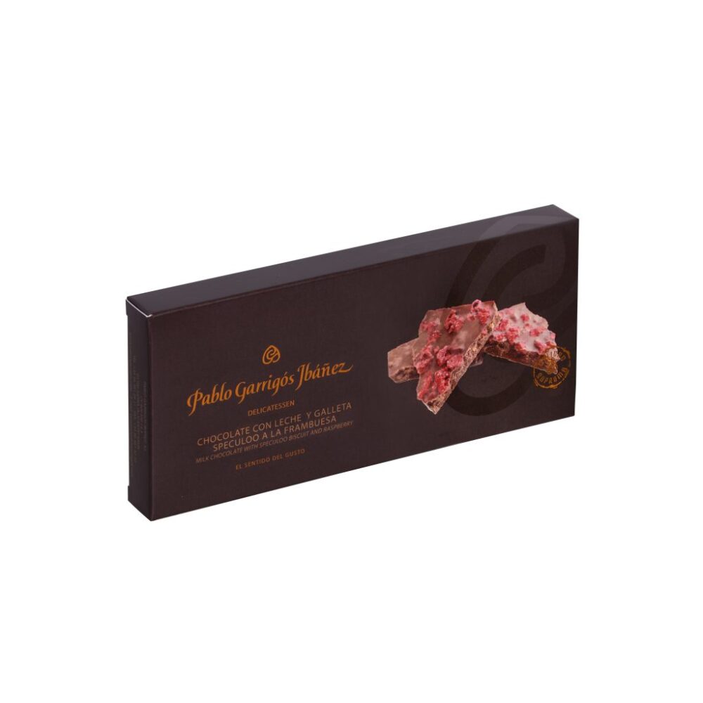CHOCOLATE CON LECHE Y GALLETA SPECULOO A LA FRAMBUESA DELICATESSEN 200 G